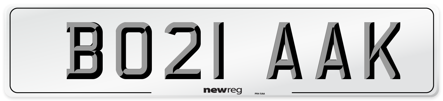 BO21 AAK Number Plate from New Reg